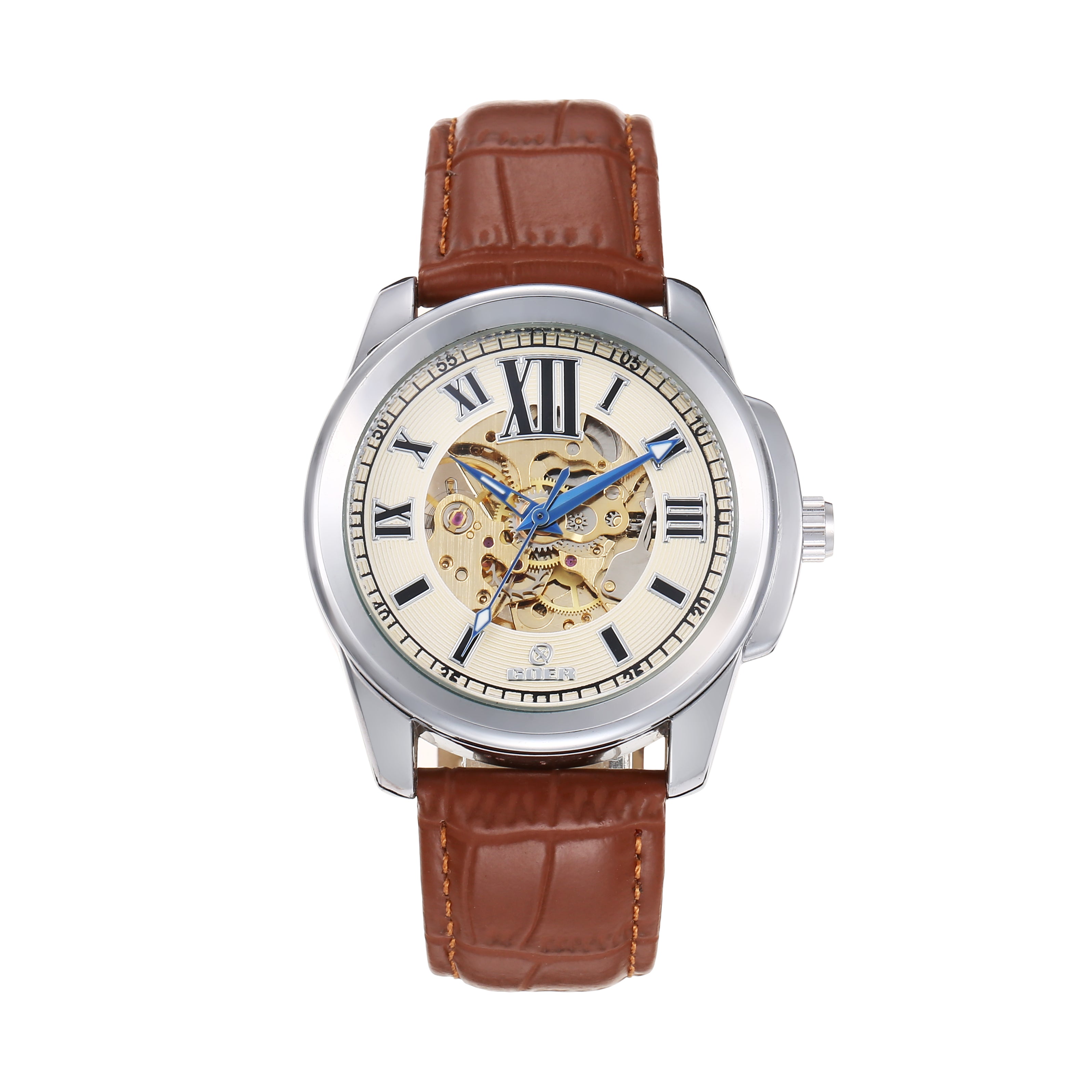2130-Automatic Skeleton Leather Watch