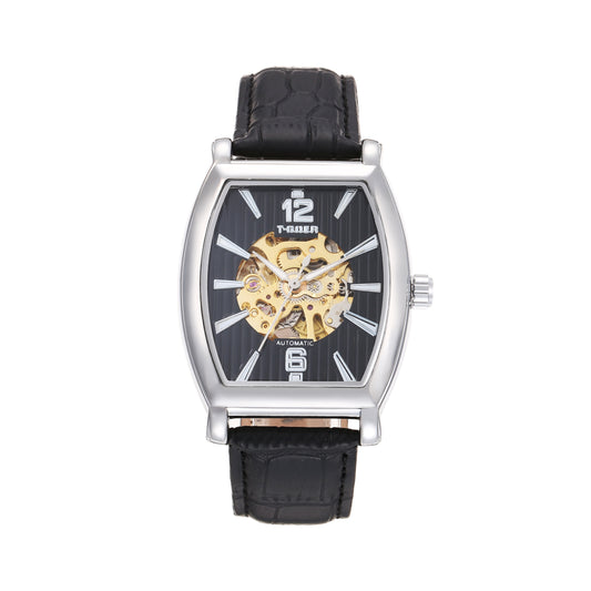 Automatic mechanical hollow leather strap watch