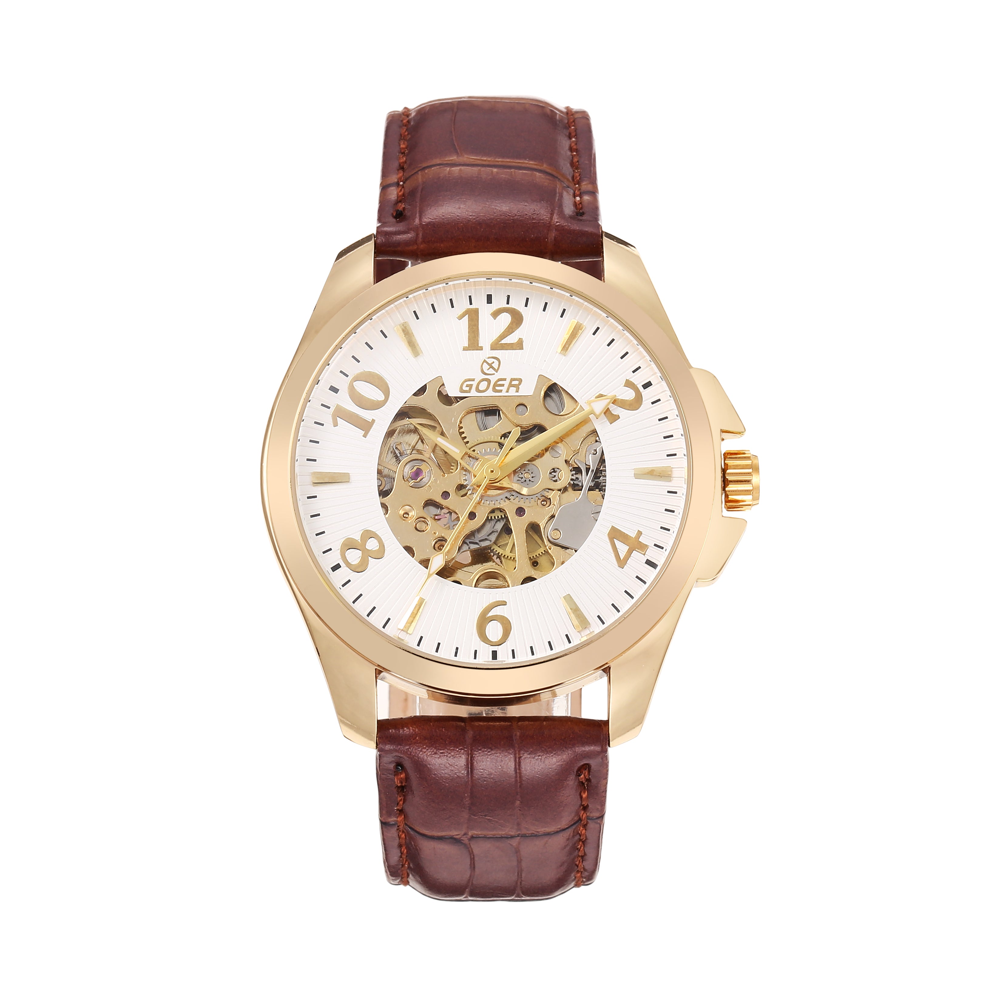 3715-Automatic Skeleton Leather Watch