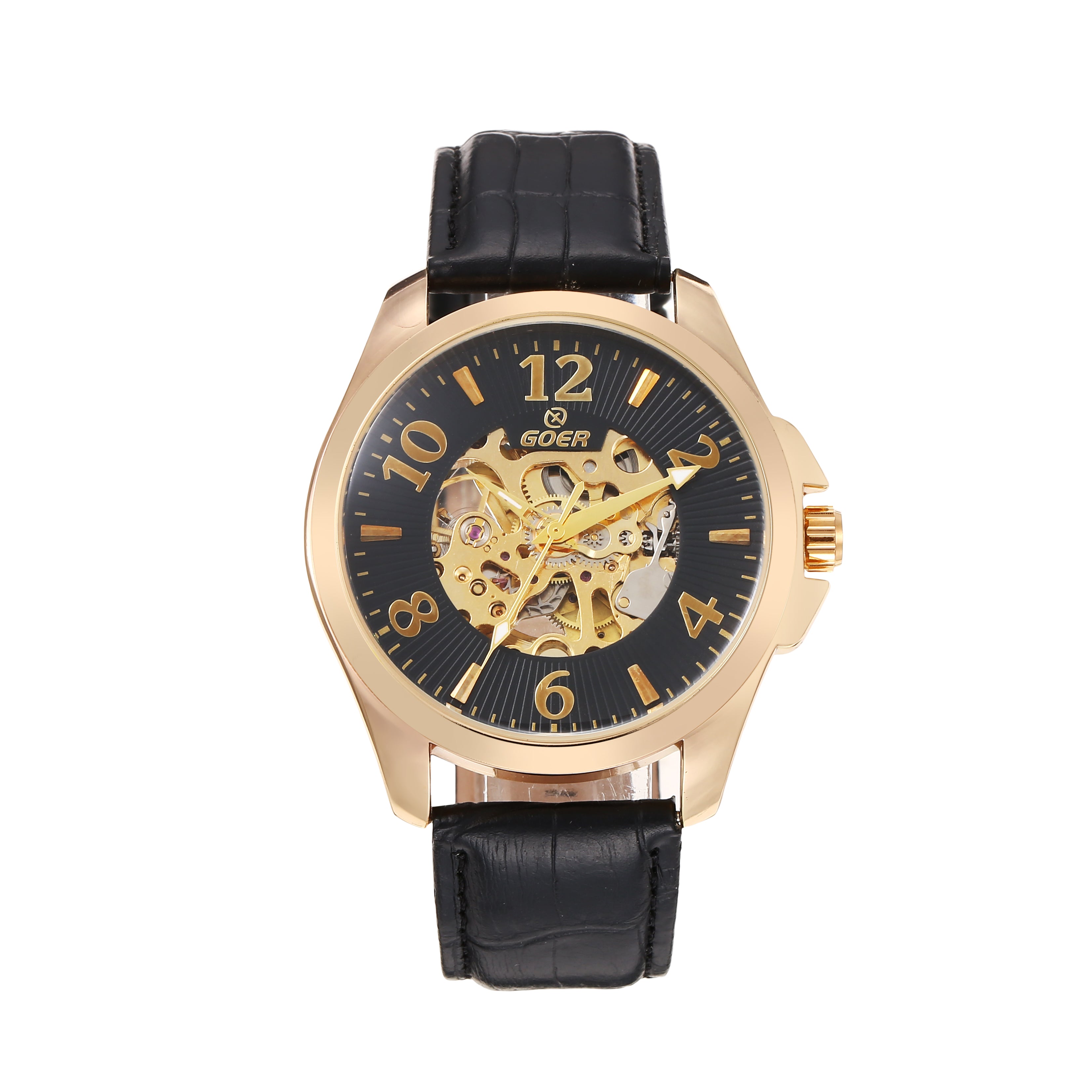 3715-Automatic Skeleton Leather Watch