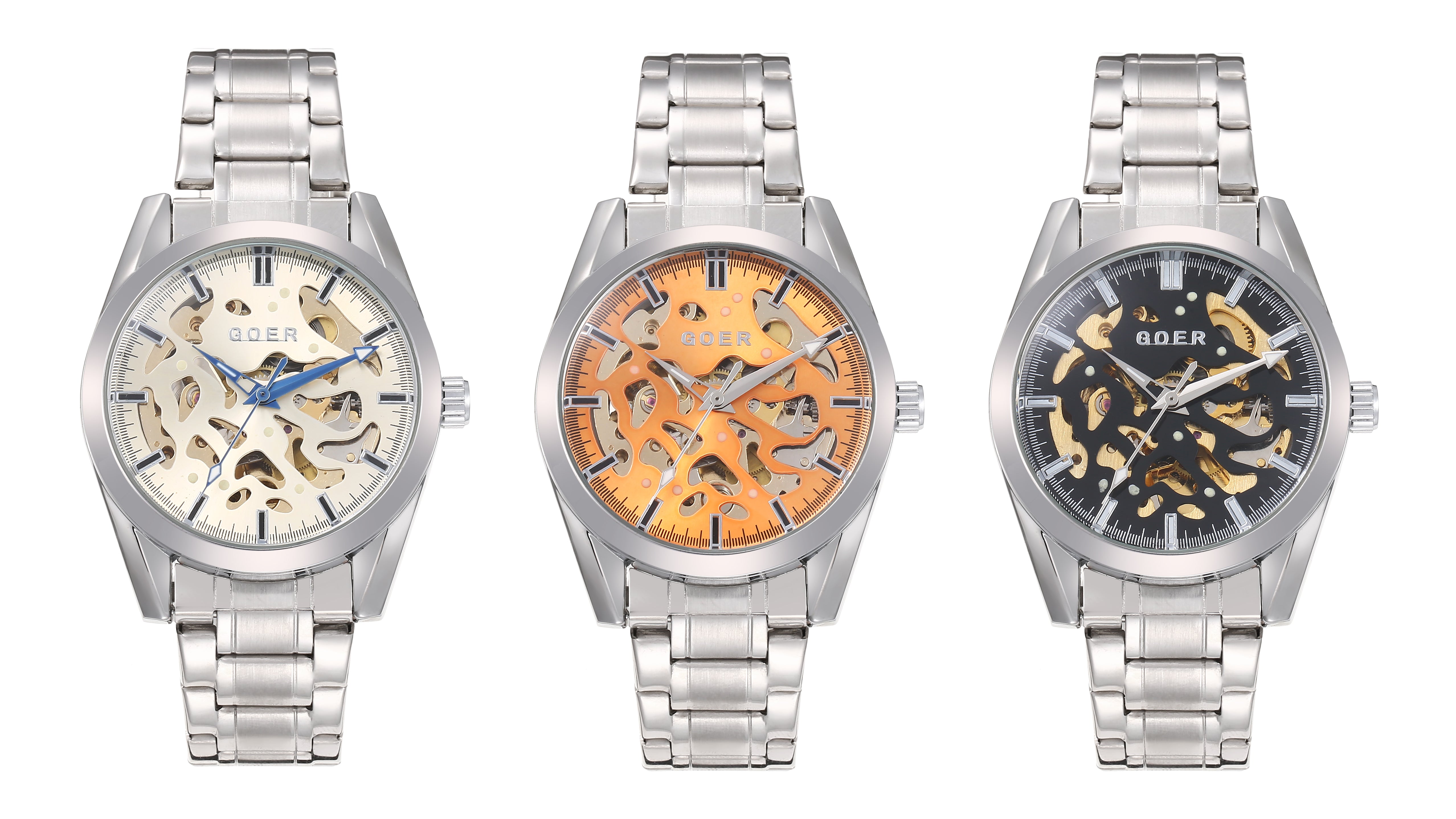 1703G - Automatic Mechanical Skeleton Steel Strap Watch