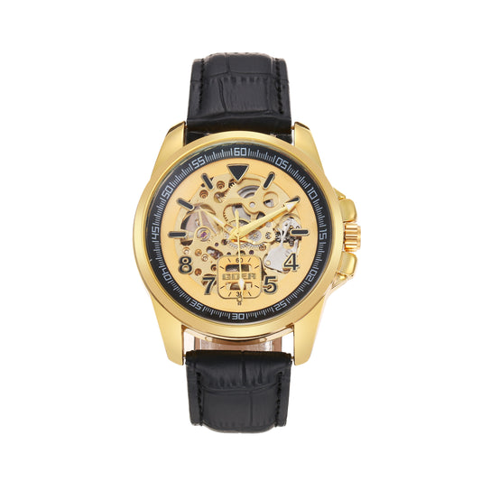 Automatic mechanical hollow leather strap watch