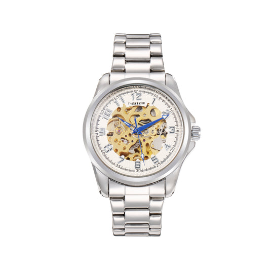 Automatic mechanical hollow steel watch