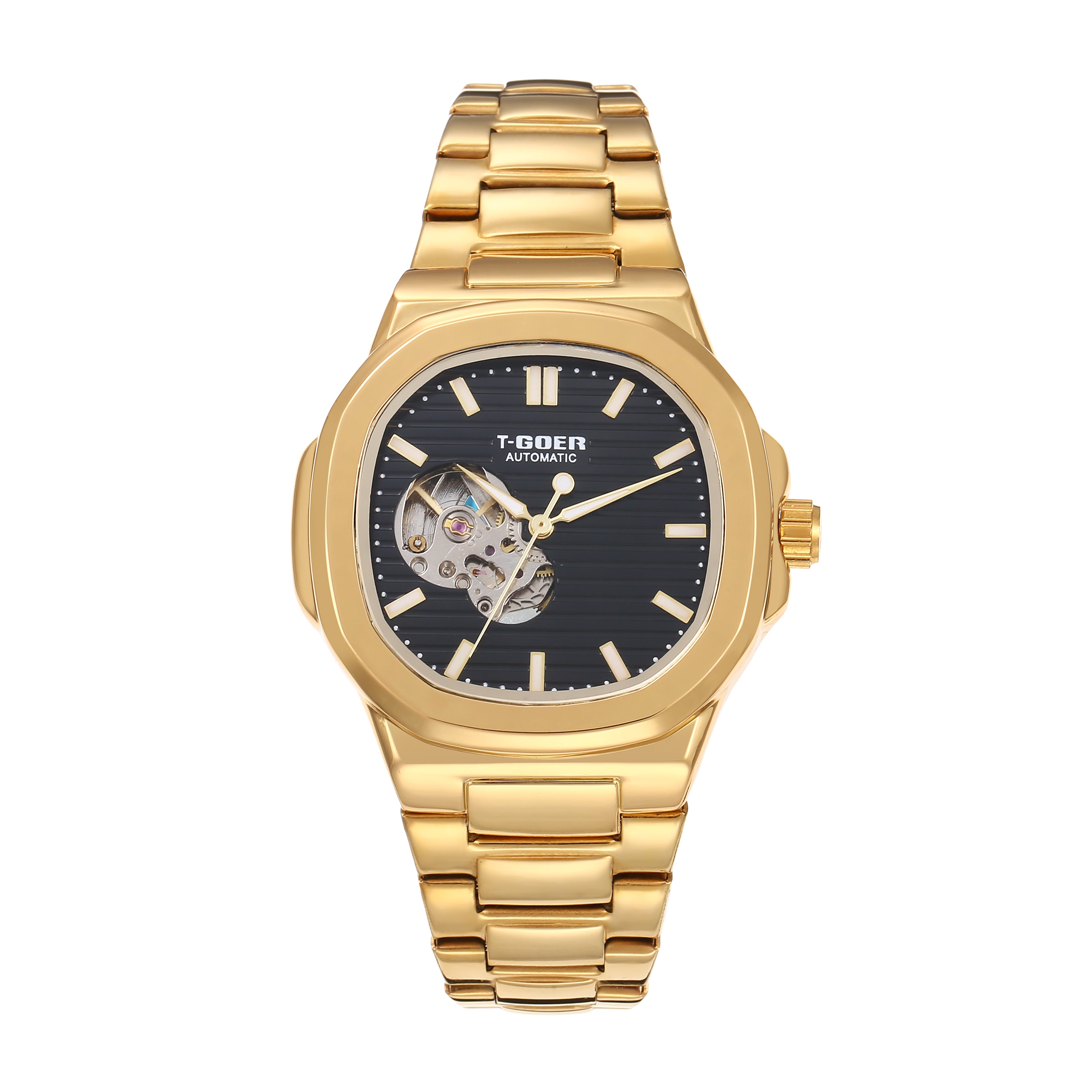 1003-Automatic Mechanical Skeleton Steel Strap Watch