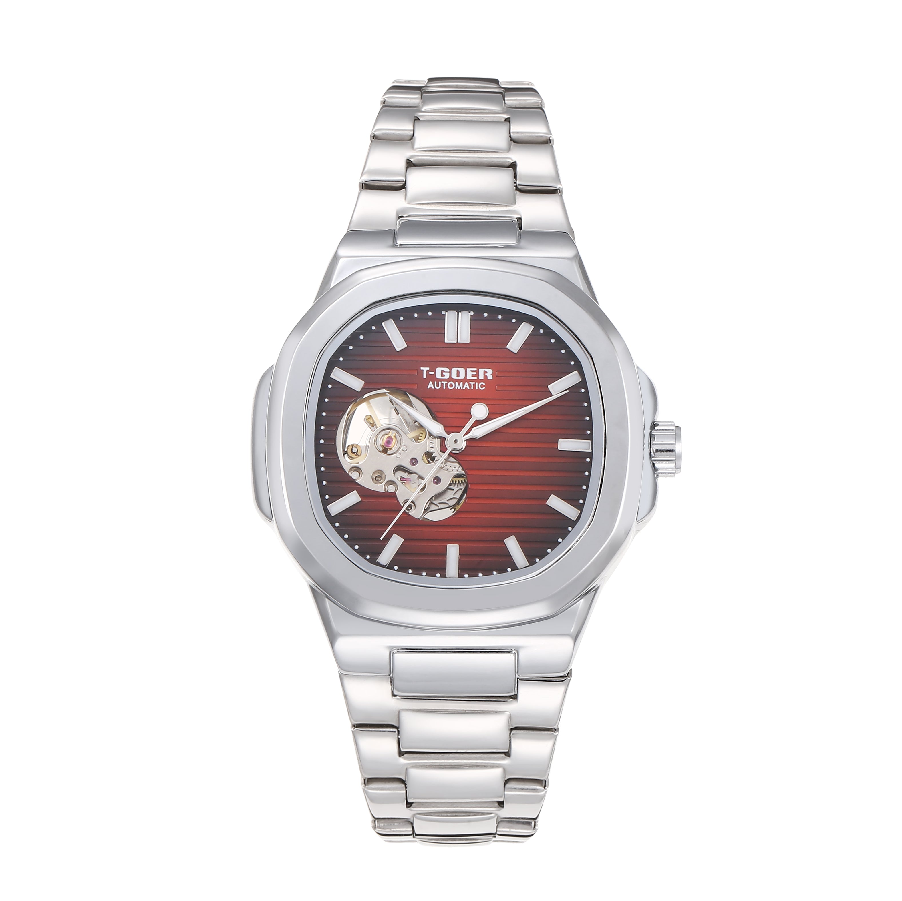 1003-Automatic Mechanical Skeleton Steel Strap Watch
