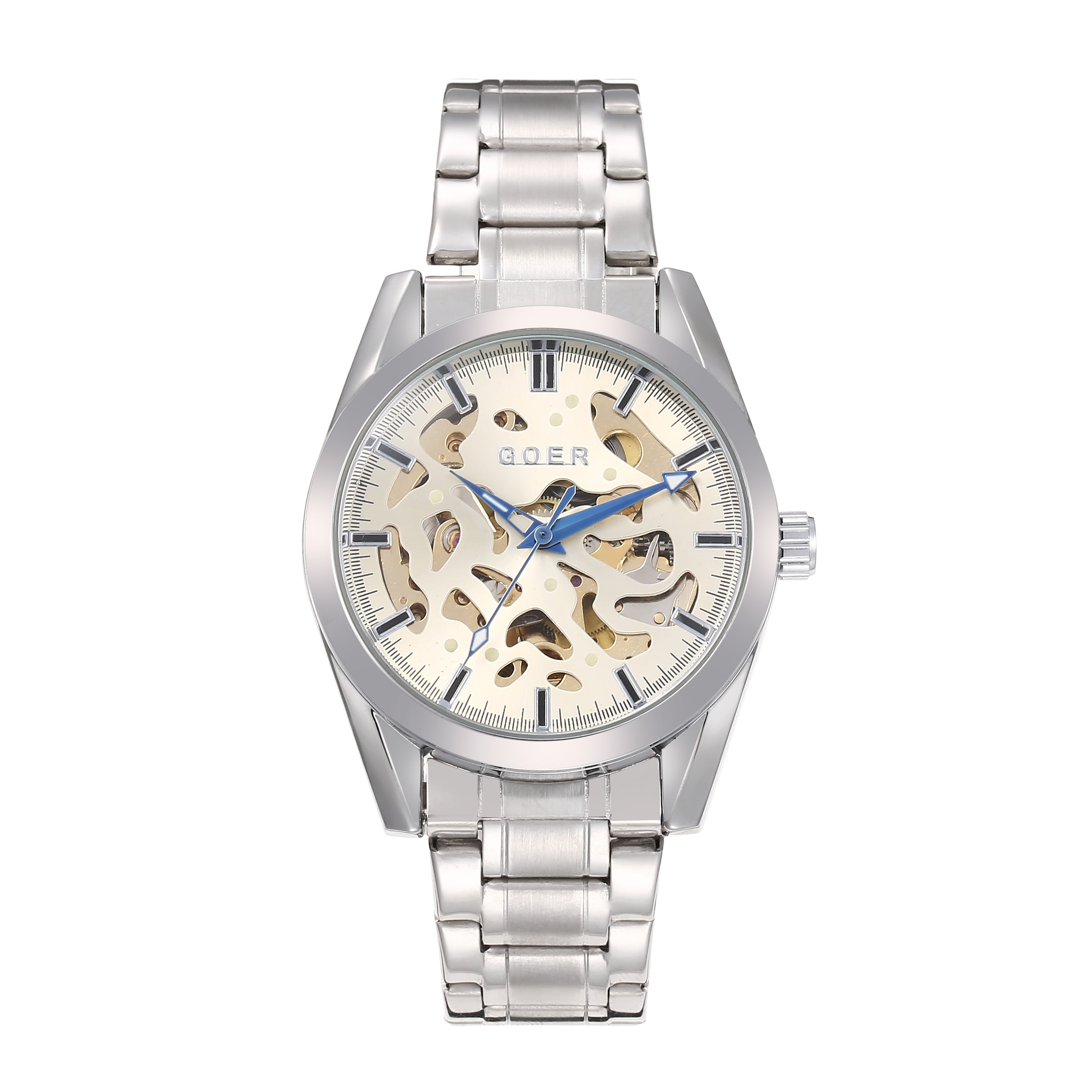 1703G - Automatic Mechanical Skeleton Steel Strap Watch