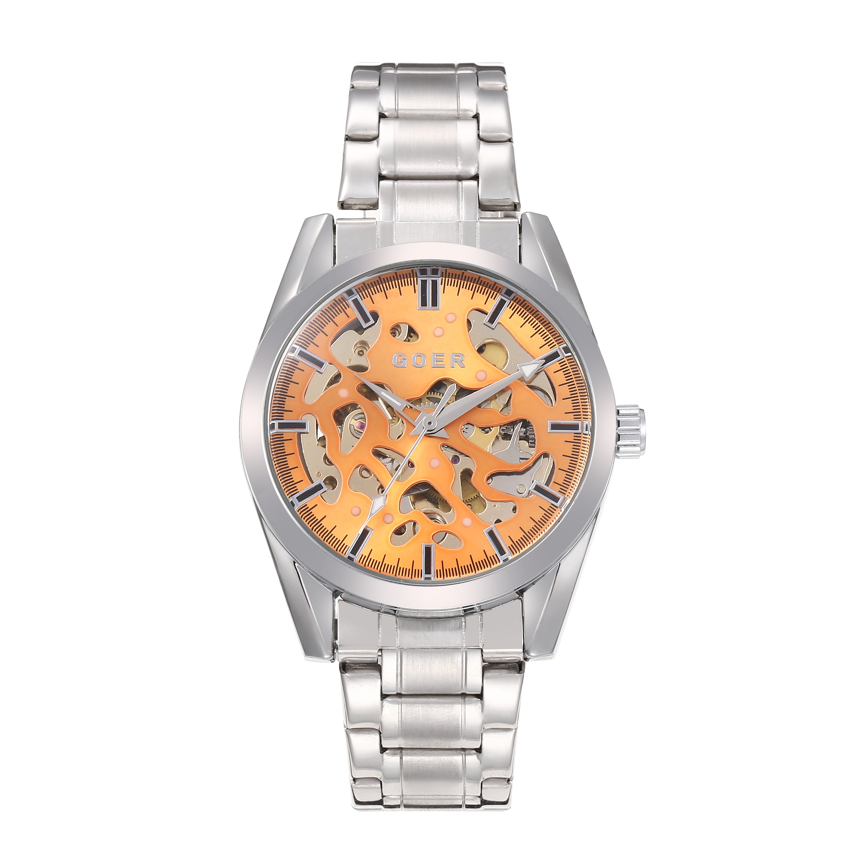 1703G - Automatic Mechanical Skeleton Steel Strap Watch