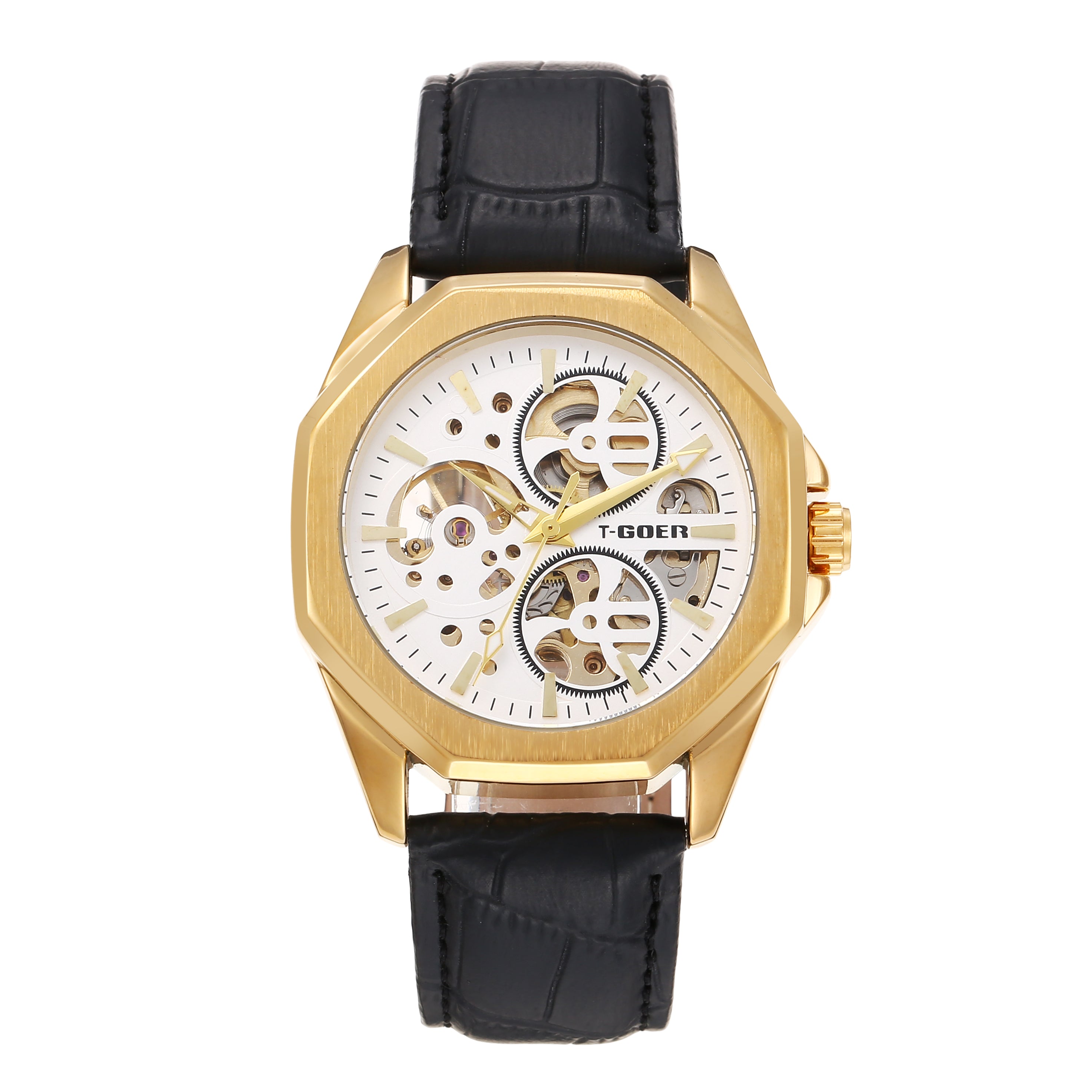 T-GOER 1742 Automatic Skeleton Leather Watch - 5 Colors | OEM