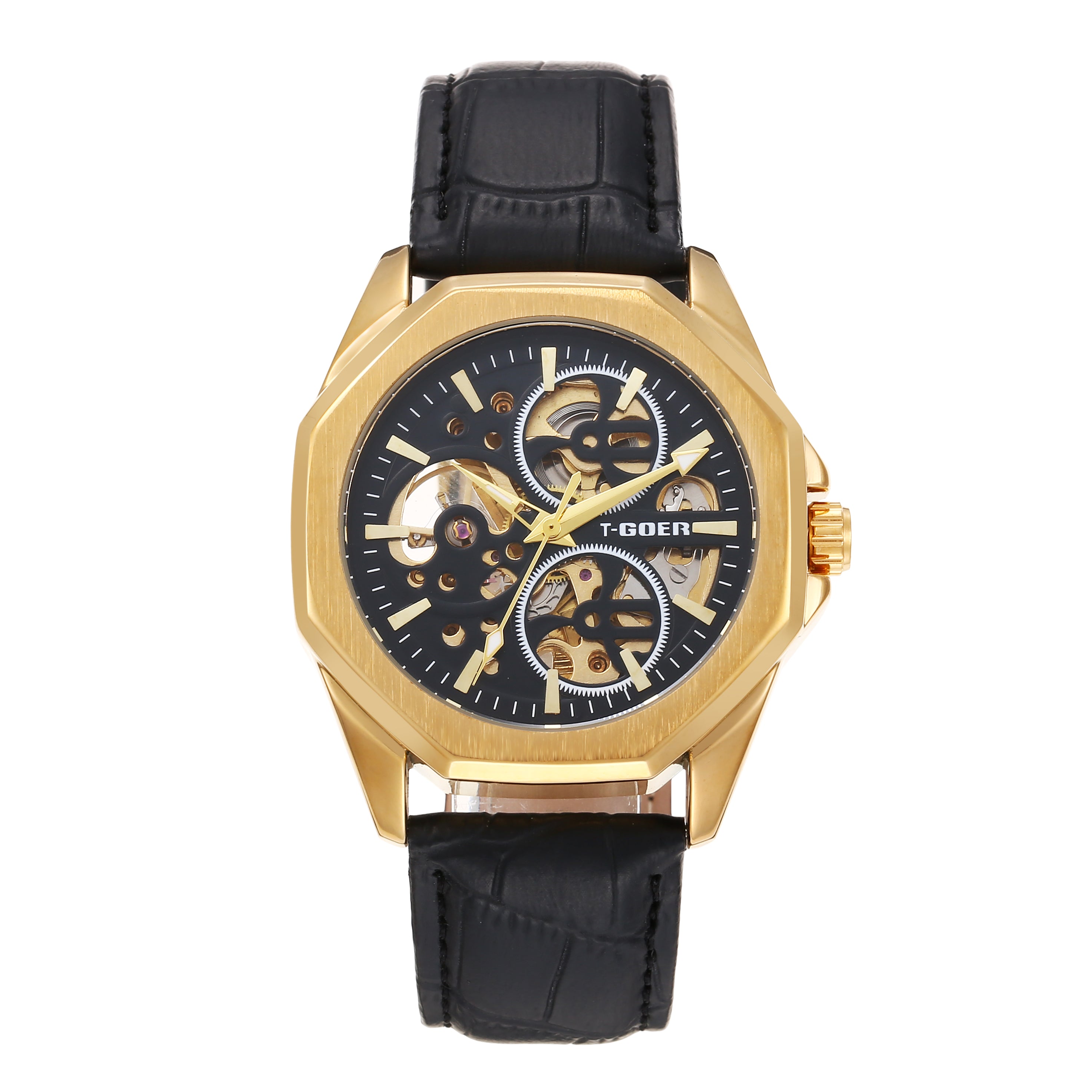T-GOER 1742 Automatic Skeleton Leather Watch - 5 Colors | OEM