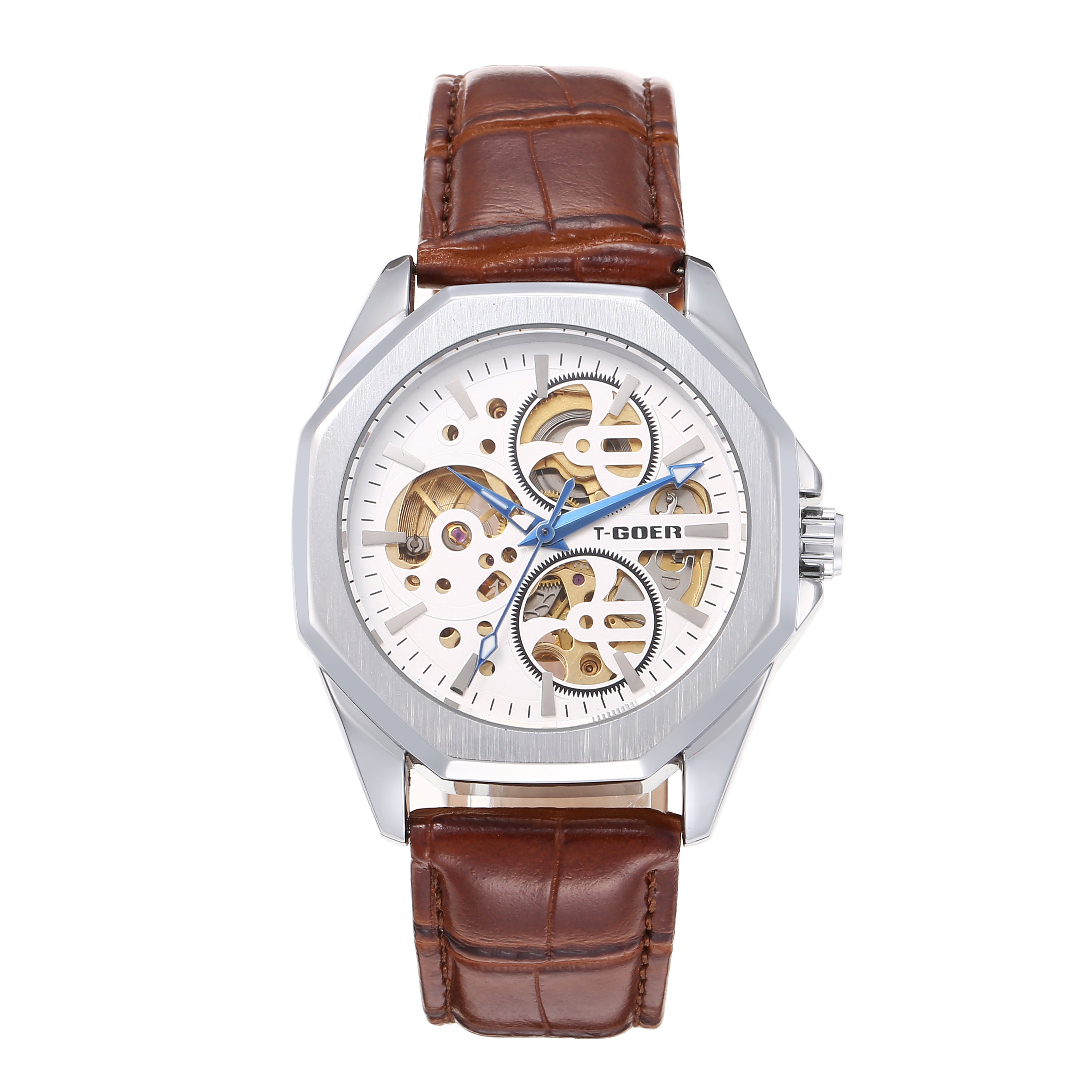 T-GOER 1742 Automatic Skeleton Leather Watch - 5 Colors | OEM
