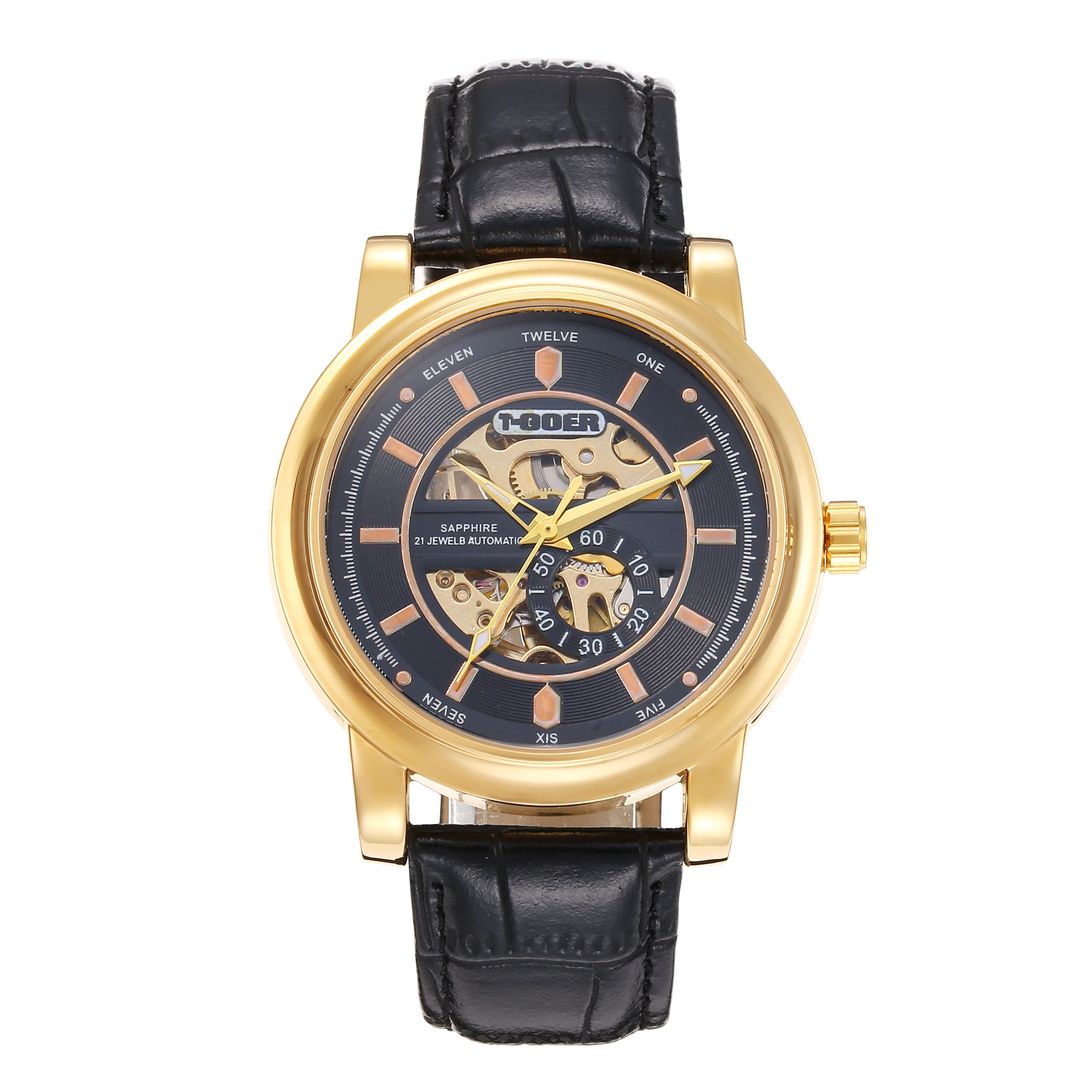 1208-Automatic Mechanical Skeleton Leather Watch