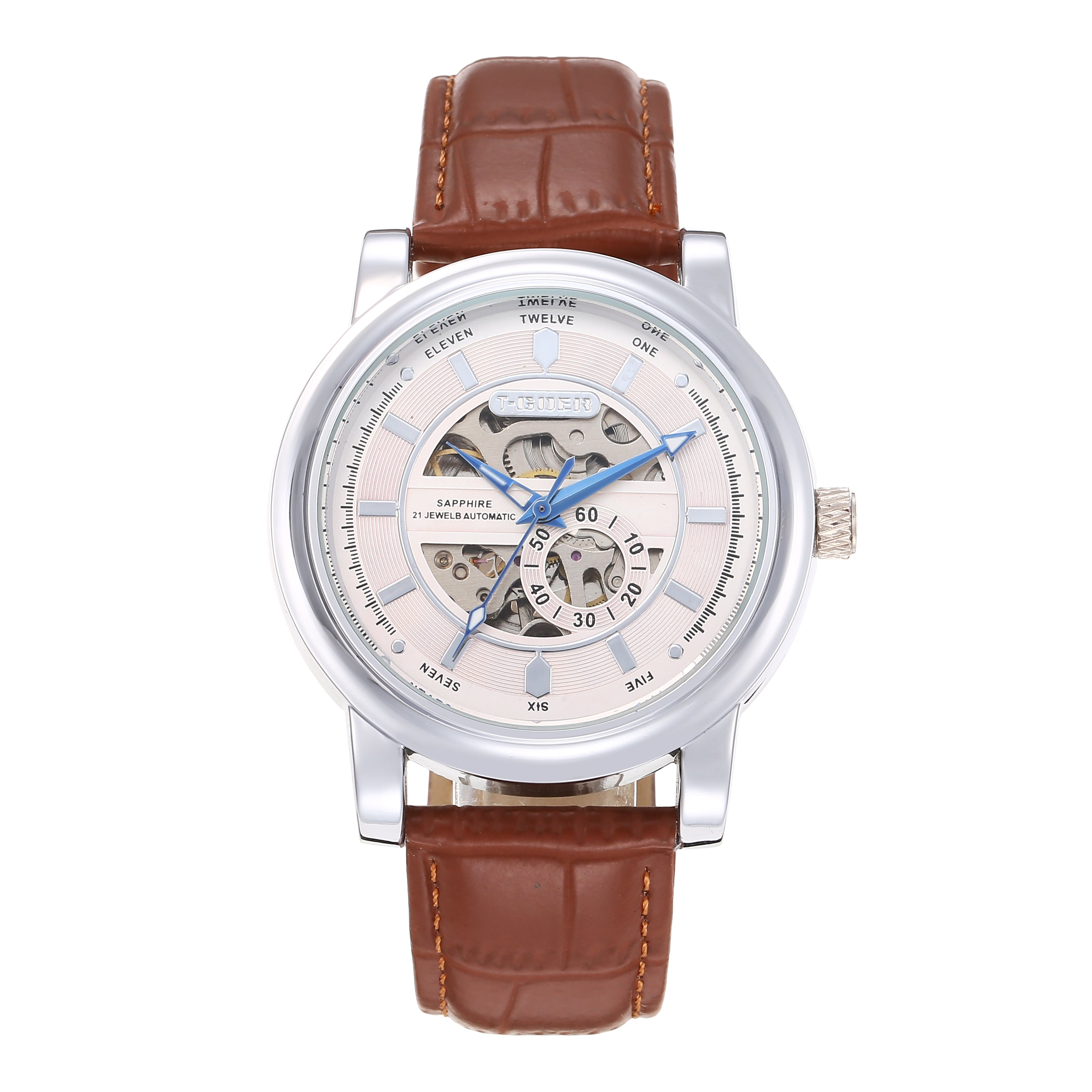 1208-Automatic Mechanical Skeleton Leather Watch