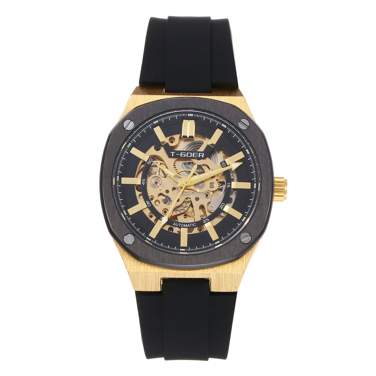 T-GOER 1043 Automatic Skeleton Rubber Watch - Blue & Gray | OEM