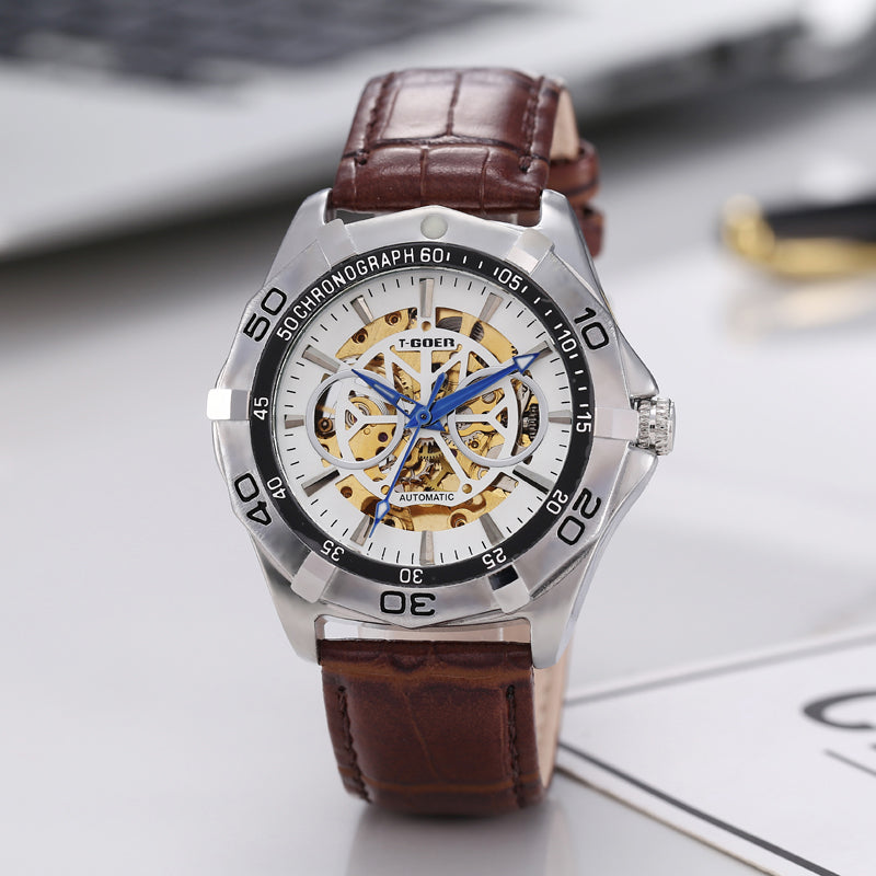 1721-Automatic Skeleton Leather Watch